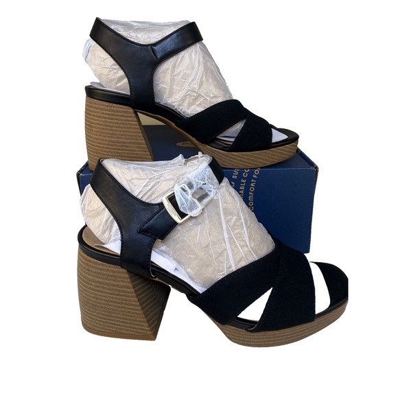 Dr. Scholl's Shoes - Dr. Scholl's Mariah Sandals Women's 7.5M Black Cross Strap‎ Block Heel Comfort